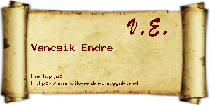 Vancsik Endre névjegykártya